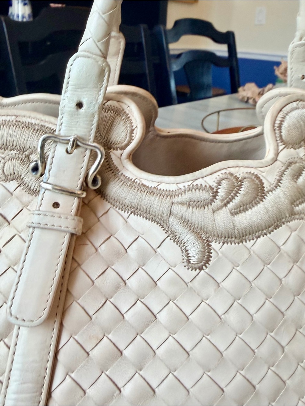 Bottega Veneta Embroidered Nappa Leather Intrecciato Tote Shoulder Bag - Picture 10 of 15